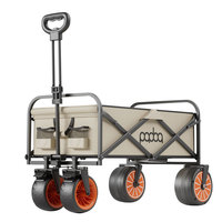 Carrito de Camping Plegable con Asistencia Eléctrica y Puerta Trasera, Carro de Playa Portátil de Gran Capacidad de 100L, Carrito Utilitario Multifuncional