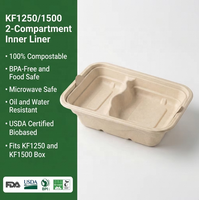 Offre Spéciale Anhe KF002 Boîte à lunch rectangulaire jetable biodégradable en bagasse de canne à sucre avec couvercle et plateau intérieur à 2 compartiments