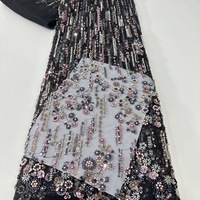 Tissu de robe de mariée de mode européenne et américaine avec perles de diamants lourds paillettes de perles maille brodée tridimensionnelle