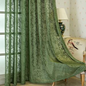 Moderno semplice cacciatore verde Beige Jacquard trasparente finestra trasparente <span class=keywords><strong>tende</strong></span> produttore all'ingrosso Tulle tenda Design per la casa - Product Image 2