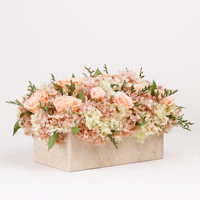 Vase en travertin Terre Travertine avec roses préservées, fleurs éternelles mélangées, plantes réelles durables, cadeaux personnalisés, étiquette privée, décoration de table