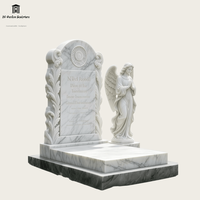 Monument funéraire moderne européen personnalisé de haute qualité, ange, cimetière, marbre blanc naturel, sculpture artisanale, pierre tombale, garantie de 5 ans