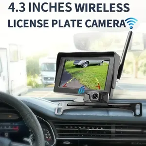 HD ראיית לילה הפוך רכב חניה סיוע ערכת 4.3 אינץ Lcd צג עם לוחית רישוי אלחוטי לגבות מצלמה