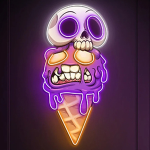 Letrero de Neón Personalizado <span class=keywords><strong>con</strong></span> Diseño de Calavera de Helado de Alta Calidad, Gráficos Impresos <span class=keywords><strong>con</strong></span> UV - Product Image 1