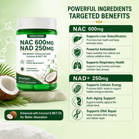 Fabricant OEM/ODM NAC 600mg NAD+ Qualité Alimentaire 90 Gélules Souples pour Femmes et Hommes – Supplément de N-Acétylcystéine pour Soutien Antioxydant – Marque Privée