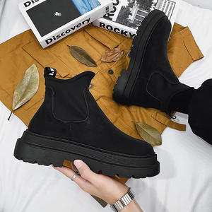 Chaussures Martin montantes en cuir noir pour hommes, Style britannique à la mode pour moto, bottes Chelsea, nouvelle collection <span class=keywords><strong>2023</strong></span> - Product Image 1