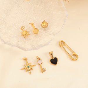 Olivia Acero inoxidable corazón circón North Star Charm Pvd 18K chapado en oro sol caramelo broche moda colgante para hacer DIY - Product Image 5