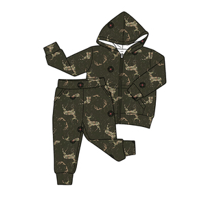 Ensemble sweat à capuche et pantalon de jogging pour garçons, imprimé canard colvert et fusil de chasse, tenue de chasse en plein air pour enfants - Product Image 3