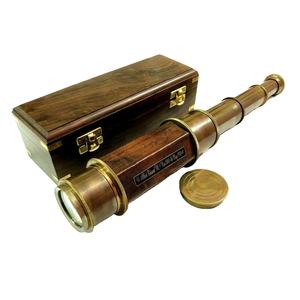 Télescope monoculaire hexagonal nautique en laiton antique avec boîte en bois fabriqué par des exportateurs - Product Image 1