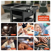 Chariot de Salon Mobile Noir de Qualité, Mobilier de Salon, Chariot d'Équipement, Utilisation Beauté, Matériaux Plastiques PP, Pour la Maison avec 4 Roues