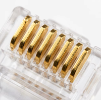 Conector RJ45 Cat6 Profesional 8P8C UTP 50U Chapado en Oro, Pasa la Prueba Fluke, Cabeza de Cristal Ethernet para Cable de Red Cat6/5e