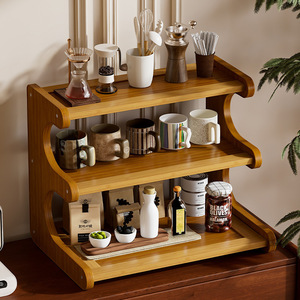 Étagère de rangement multi-niveaux à 3 étages en MDF, organisateur de bureau pour cuisine, bureau, comptoir de maison, support pour tasses à thé - Product Image 4