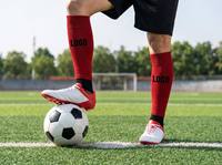Chaussettes de football personnalisées, chaussettes de sport pour hommes, en polyester/nylon tricoté, respirantes, à séchage rapide, absorbant la transpiration, antibactériennes