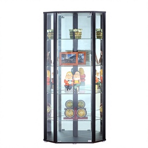 Vitrina Moderna de Vidrio con Estantes Ajustables para Sala de Estar, Mueble para el Hogar, Diseño de Puerta de 5 Niveles - Product Image 1