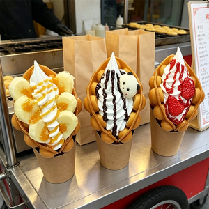 Réplica de Waffle de Huevo de Plástico para Helado, Modelo de Waffle Burbuja, Postre Artificial para Exhibición en Cafeterías, con Sabor a Plátano, Caramelo y Fresa - Product Image 3