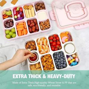 Contenedor Snackle Box Grande con 10 Compartimentos, Bandeja Dividida para Servir con Tapa y Asa, 2 Recipientes para Salsas Integrados a Prueba de Fugas - Product Image 5