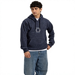 Sudadera con Capucha para Hombre, Color Verde Oliva, Corte Regular, Tejido de Punto, Color Sólido, Informal, 100% Algodón, Anti-Pilling, con Bolsillo, para Invierno - Product Image 3