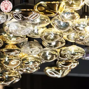 Lustre en verre à bulles d'or personnalisé pour la décoration de villa et de maison privée par le fabricant