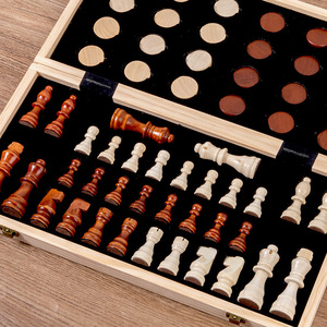 Jeu d'échecs magnétique en bois de noyer double face de haute qualité, noir, pliable, deux-en-un, écologique, unisexe, approuvé CPC CE - Product Image 4