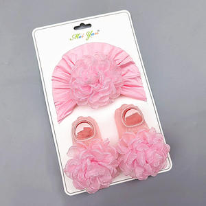 Mignon fleur décoration 0-12 <span class=keywords><strong>mois</strong></span> chapeau automne nouveau-né bébé casquette chaussettes nouveau-né hiver garçons et filles chaussettes casquette - Product Image 3