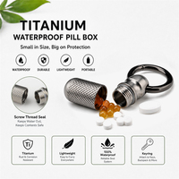 Kotak Obat Tahan Air Titanium Murni EDC, Kotak Besi Mini Tertutup, Gantungan Kunci, Pertolongan Pertama Portabel