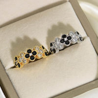Bague en laiton de style Dubaï, plaquée or 24 carats, forme de fleur, zircone, bague ajustable pour femmes
