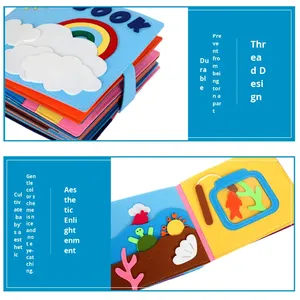 Libro <span class=keywords><strong>Puzzle</strong></span> in Feltro per l'Educazione Precoce, Gioco 3D Stereoscopico Arcobaleno per Asilo, Giocattolo Educativo per Riconoscere l'Orologio - Product Image 3