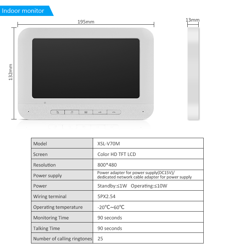 M4-V70M   factory direct good quality smart doorbell with waterproof camera video door phone system intercom doorbell