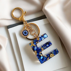Llavero de Moda 2025 con Inicial de 26 Letras, Aleación de Zinc, Diseño de <span class=keywords><strong>Ojo</strong></span> Turco Azul de la Suerte, Amuleto para Colgar en el Bolso - Product Image 5