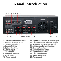 AV-5800 PRO Yüksek Güçlü 7.1 Kanal Amfi Ev Sinema Sistemi Karaoke Bas