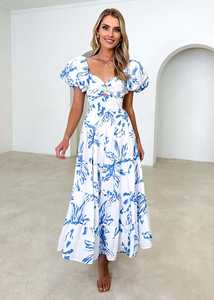 Personnalisé Nouveau Produit Tempérament Longue Mince Bulle Manches Grande Balançoire Robe Haut de Gamme Quotidien Décontracté Vacances Vêtements pour Femmes - Product Image 3