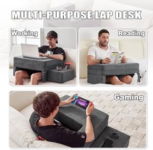 Coussin de sol en mousse à mémoire de forme grand et doux <span class=keywords><strong>pour</strong></span> ordinateur portable, avec accoudoir et porte-gobelet, idéal <span class=keywords><strong>pour</strong></span> le travail, le jeu et la lecture - Product Image 6