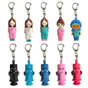 Wholesale Soft PVC Nurse Gift Ampoule Bottle Opener With Syringe Design <strong>Medical</strong> Keychain Abre Ampolla Enfermera Keychain - Product Image 1