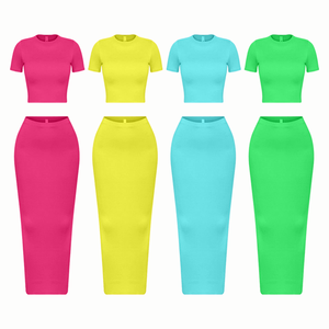 Custom 2 Piece Loungewear Set Women Nude Basic Cotton <strong>Jersey</strong> Short Sleeve T Shirt and <strong>Maxi</strong> <strong>Skirt</strong> Two Piece Set Women Clothing - Product Image 1