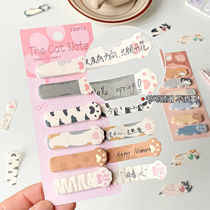 Autocollants créatifs en forme de chat de dessin animé, notes autocollantes, étiquettes mignonnes pour mémo de bureau, pour bébés unisexes - Product Image 3