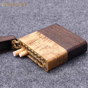Muxiang Wooden Cigarette Case 15 Pack Flip Top Rectangular Portable Men's Cigarette Holder With Engraved Logo - Product Image 2