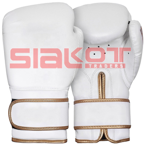 Gant de boîte en cuir blanc, professionnel de haute qualité, personnalisé avec logo de marque pour le client - Product Image 1