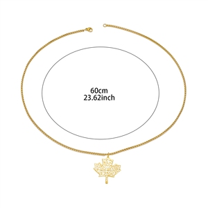 <span class=keywords><strong>Collana</strong></span> in Acciaio Inossidabile Placcato Oro 18K <span class=keywords><strong>con</strong></span> Incisione Araba Islamica a Foglia d'Acero, Ispirata al Corano, Impermeabile, Nuova Collezione - Product Image 6