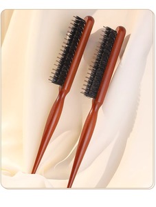 Peigne à barbe et coiffure pour hommes de haute qualité, à dents étroites courbées en poils de sanglier, à queue pointue, avec manche en plastique - Product Image 6