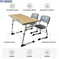Bureau et chaise double pour étudiants en gros, mobilier scolaire personnalisable pour les élèves du primaire et du secondaire