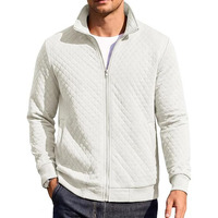 Veste matelassée zippée intégrale pour homme, col convertible, légère, coupe-vent, sweat-shirt zippé avec poches, logo personnalisé, vêtements d'extérieur