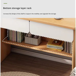 मेडा एडजस्टेबल आधुनिक लकड़ी के कंप्यूटर डेस्क और होम ऑफिस और बेडरूम के लिए खुली शेल्फ शीट सतह - Product Image 4