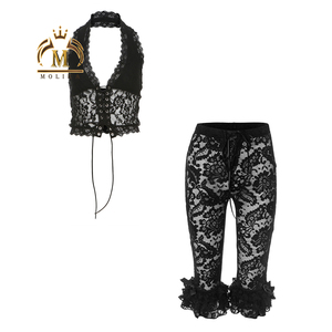Set pakaian lucu wanita musim semi musim panas baru korset hitam dan celana pendek macan tutul Set 2 potong seksi Y2K dua potong untuk pakaian wanita - Product Image 5