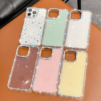 Coque de téléphone super scintillante style Ins avec imprimé étoiles, en TPU souple, anti-rayures, antichoc, protection adaptée aux femmes