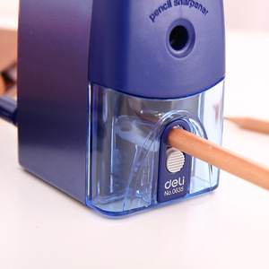 Deli Pencil Sharpener 0635 Manual Hand Crank Office Student Use Plastic Model Geometric Black - Product Image 4