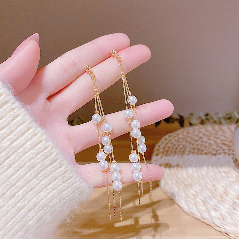 DAIHE-pendientes de perlas de alta calidad para mujer, aretes largos con  borla, joyería al por mayor, S925