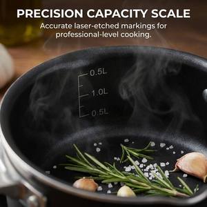 Ensemble de casseroles empilables professionnelles, modernes et durables, 3 pièces, 2,4 mm, gain de place, en céramique saine, antiadhésives, pour une cuisson saine - Product Image 2