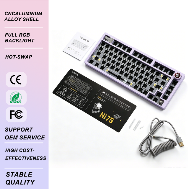DIY Wired Gaming Keyboard Kit Aluminum Alloy Hot Swappable Mode-Switching Knob Gasket-Mounted Features