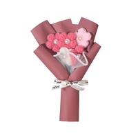 Bouquet de roses artificielles faites à la main élégante petite fleur bouffante tricotée finie pour le festival de la Saint-Valentin décoratif