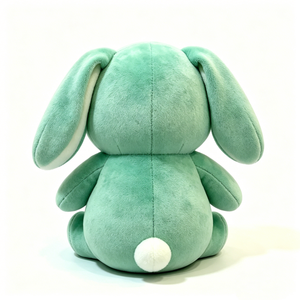 Peluche personnalisée de lapin vert mignon et dodu avec un cœur rouge, adorable lapin assis en peluche avec oreilles intérieures blanches - Product Image 3